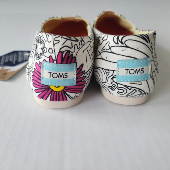 TOMS Ortholite Slip-On Graphic and Colorful Womens Canvas Shoes, Size 6.5 - Picture 4 of 12